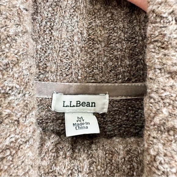 L.L. Bean Tan Taupe Marled Cowl Neck Sweater Sz Medium - Picture 3 of 9